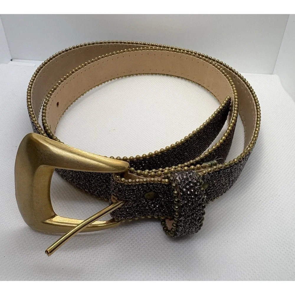 Vintage Motion East Textured Belt Gold Buckle Bead-Like Finish Made in USA 38